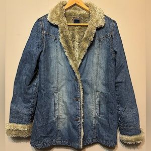 CAMPUS CREW Vintage Sherpa Lined Denim Jean Coat